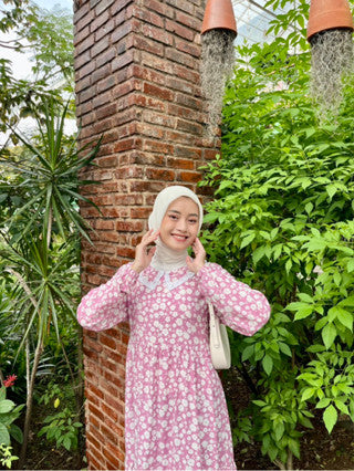 Syakilla Dress | Nameera Style | Gamis Rayon Motif Bunga, Adem, Busui Friendly