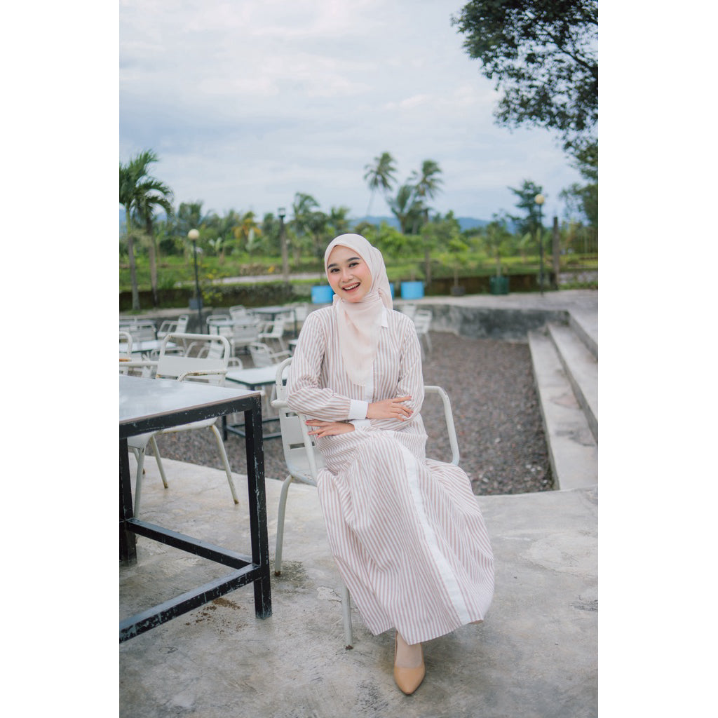 Laura Dress | Dress Stripe Salur Katun Nameera Style