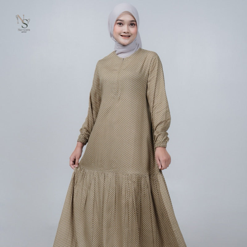 Luna Dress - Nameera Style Dress Rayon Polkadot | Gamis Premium Rayon Busui Friendly