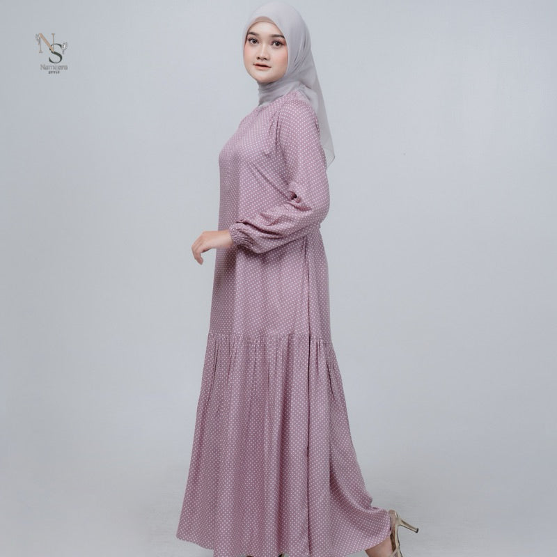 Luna Dress - Nameera Style Dress Rayon Polkadot | Gamis Premium Rayon Busui Friendly