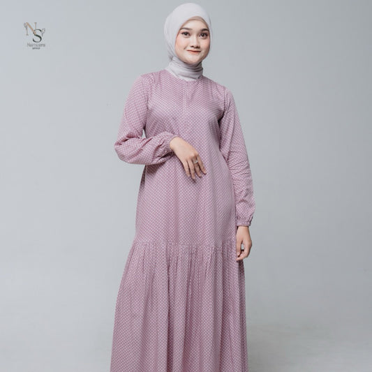 Luna Dress - Nameera Style Dress Rayon Polkadot | Gamis Premium Rayon Busui Friendly