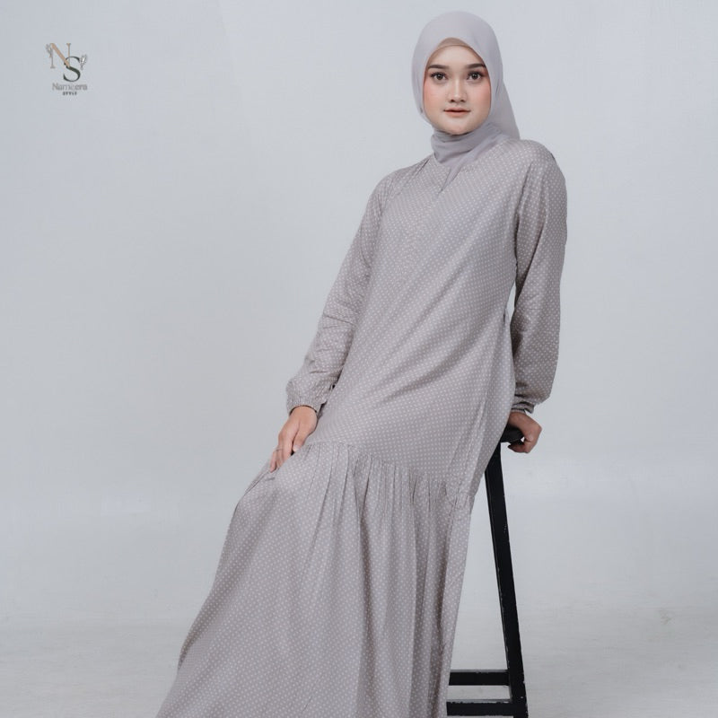 Luna Dress - Nameera Style Dress Rayon Polkadot | Gamis Premium Rayon Busui Friendly