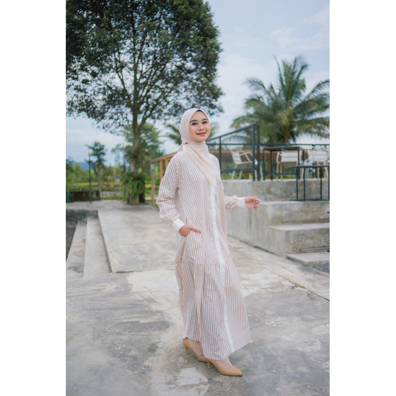 Laura Dress | Dress Stripe Salur Katun Nameera Style