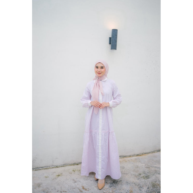 Laura Dress | Dress Stripe Salur Katun Nameera Style
