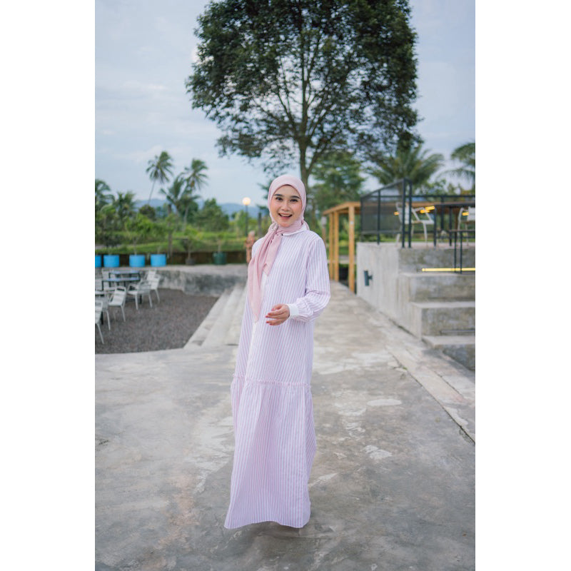 Laura Dress | Dress Stripe Salur Katun Nameera Style