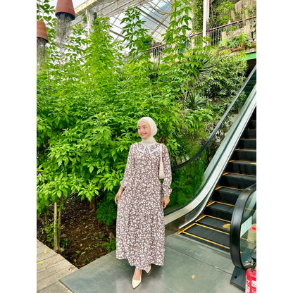 Syakilla Dress | Nameera Style | Gamis Rayon Motif Bunga, Adem, Busui Friendly