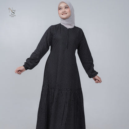 Luna Dress - Nameera Style Dress Rayon Polkadot | Gamis Premium Rayon Busui Friendly