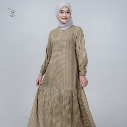 Luna Dress - Nameera Style Dress Rayon Polkadot | Gamis Premium Rayon Busui Friendly