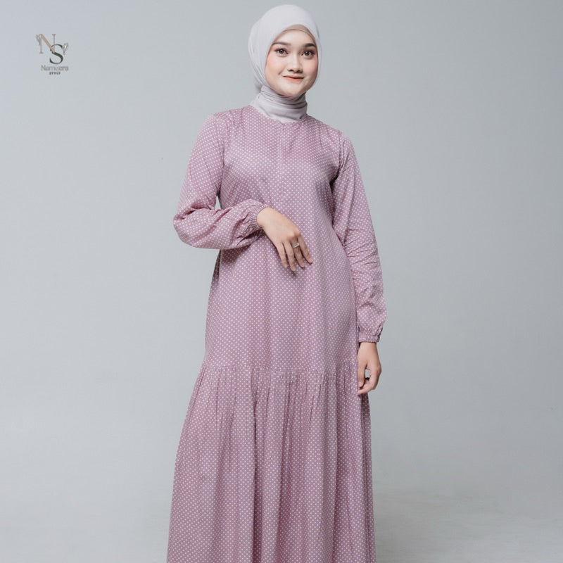 Luna Dress - Nameera Style Dress Rayon Polkadot | Gamis Premium Rayon Busui Friendly