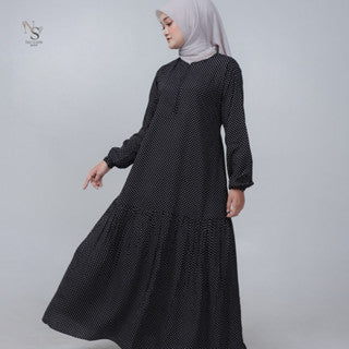 Luna Dress - Nameera Style Dress Rayon Polkadot | Gamis Premium Rayon Busui Friendly