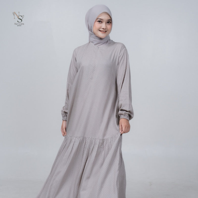 Luna Dress - Nameera Style Dress Rayon Polkadot | Gamis Premium Rayon Busui Friendly